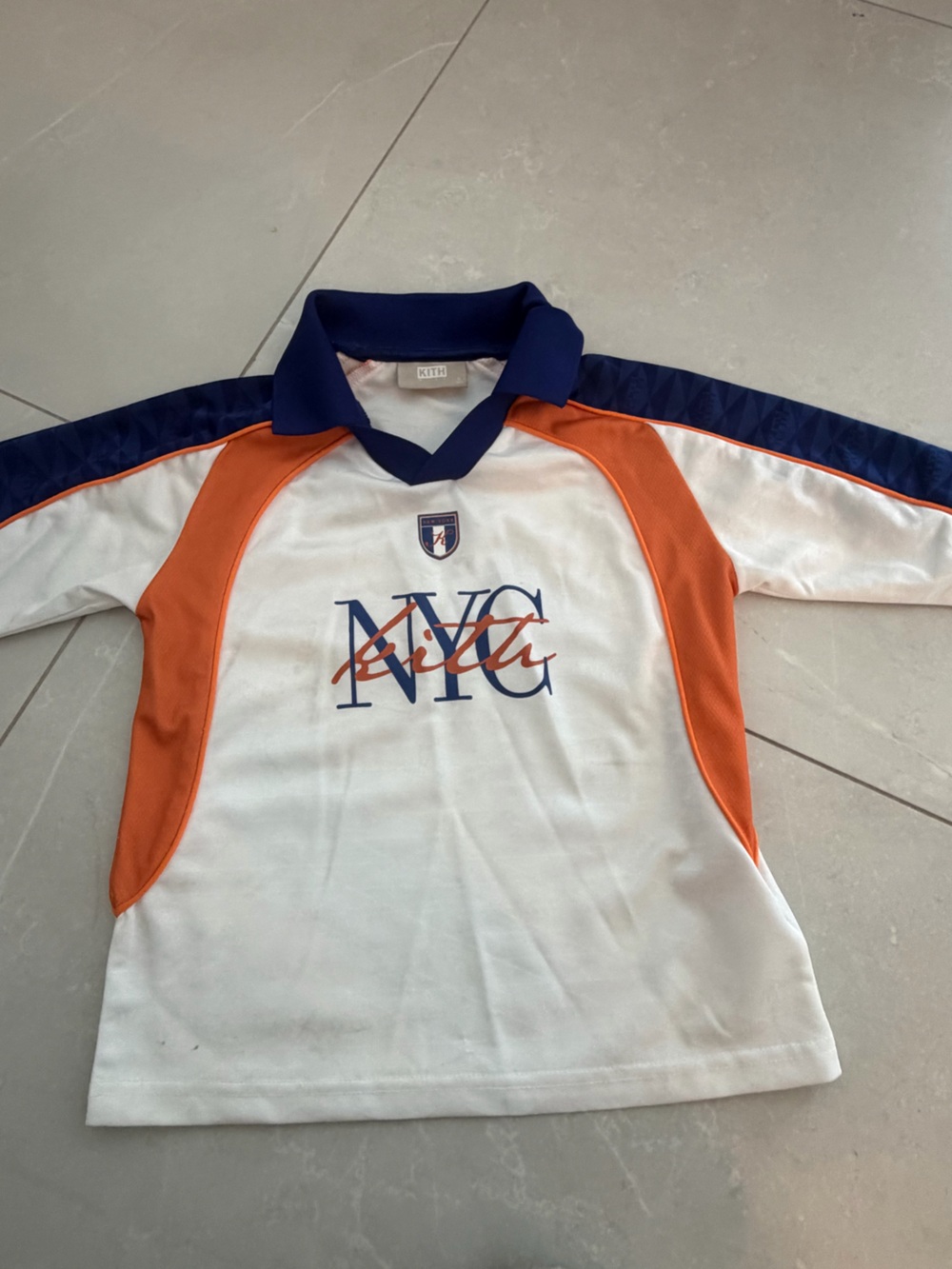Kith White Orange & Navy Polo Top for Kids